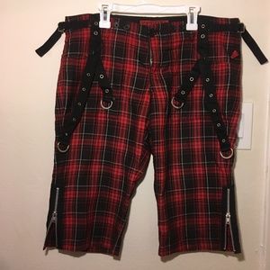 Red/ Black Plaid Tripp NYC Punk Capris Size 9
